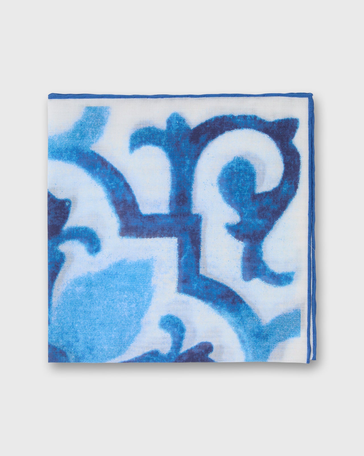 Cotton Print Pocket Square in Navy Tapestry