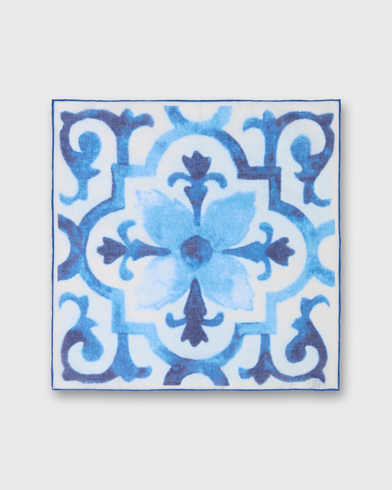 Cotton Print Pocket Square in Navy Tapestry