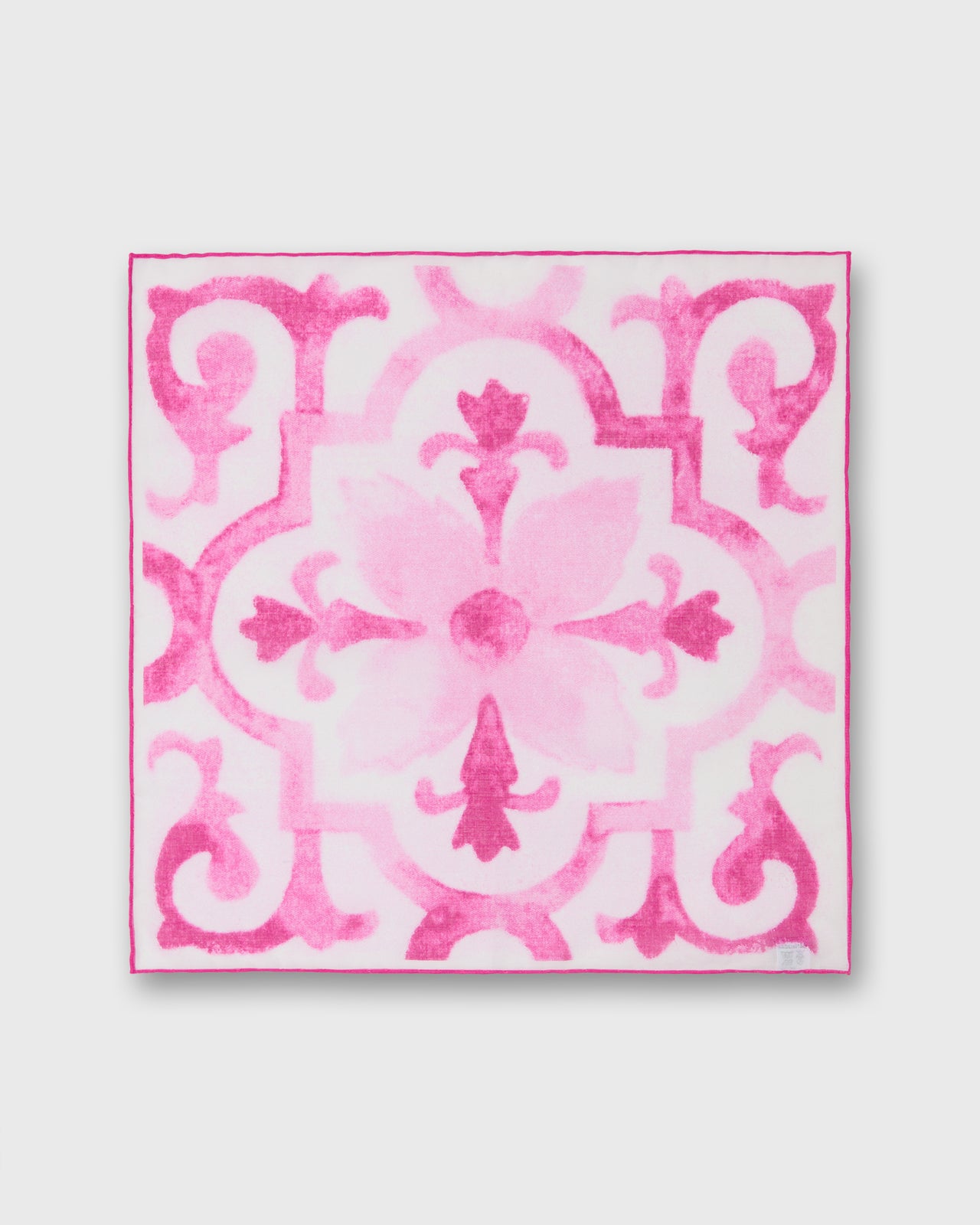 Cotton Print Pocket Square in Pink Tapestry