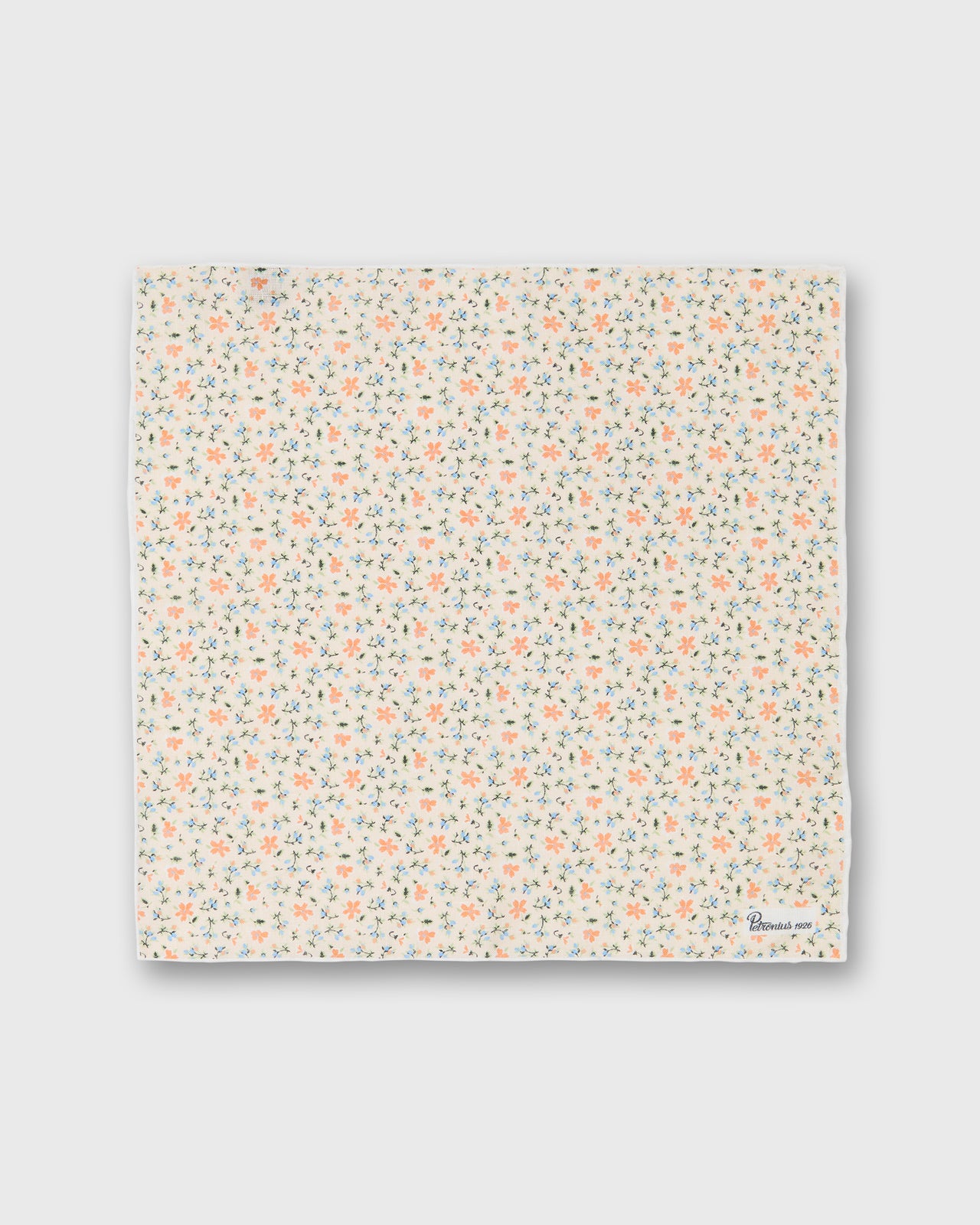 Linen Print Pocket Square in Cream/Orange Floral