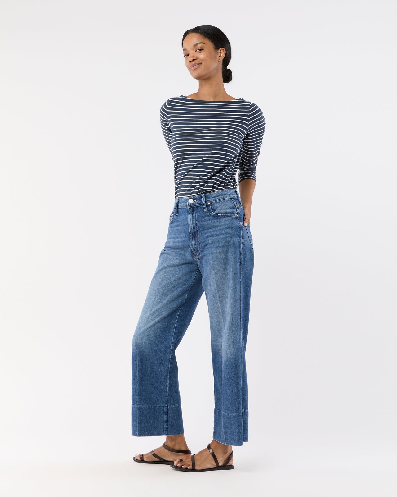 The Maven Wide Hem Ankle Jean in Rags to Riches