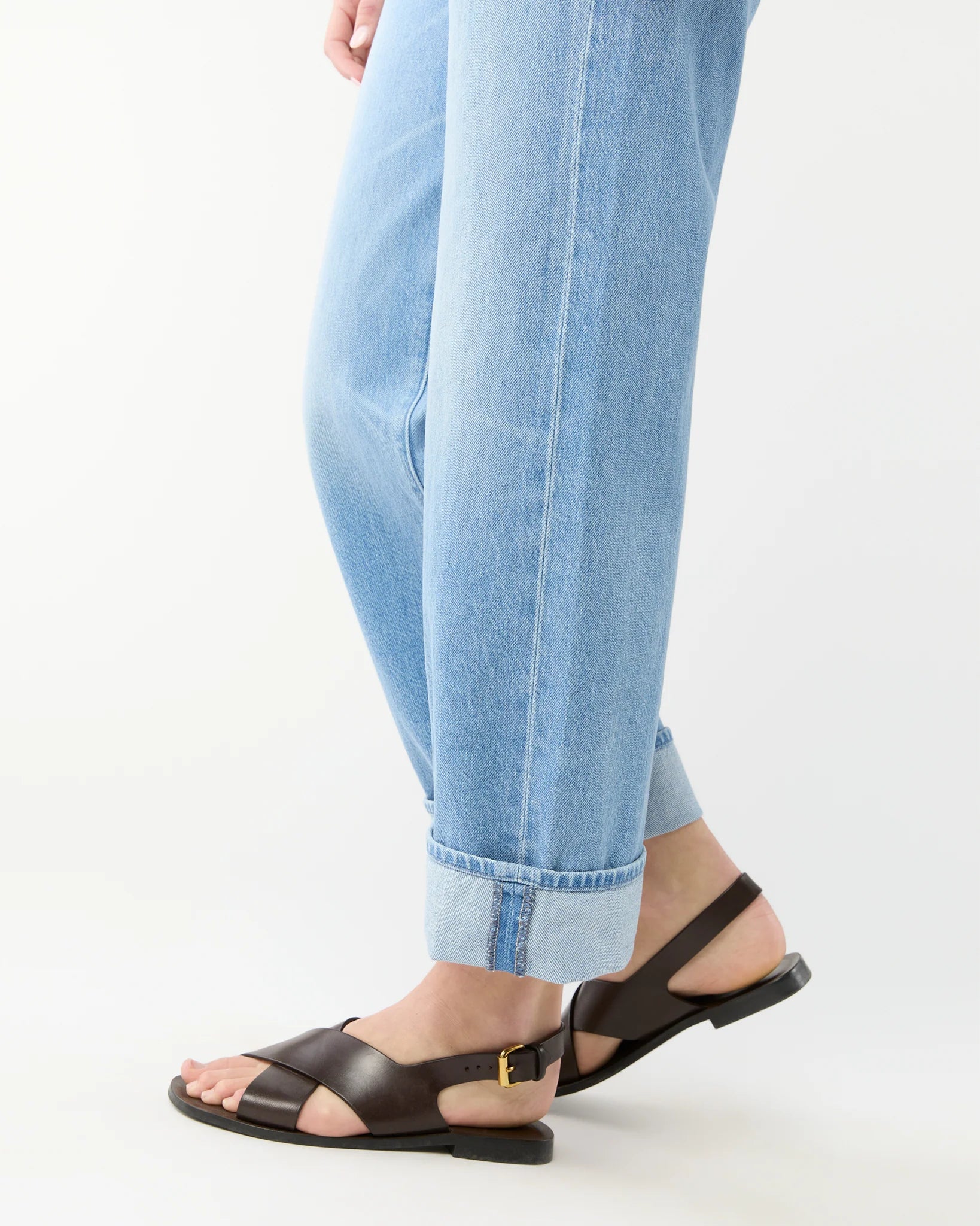 Criss-Cross Slingback Sandal in Dark Brown Leather