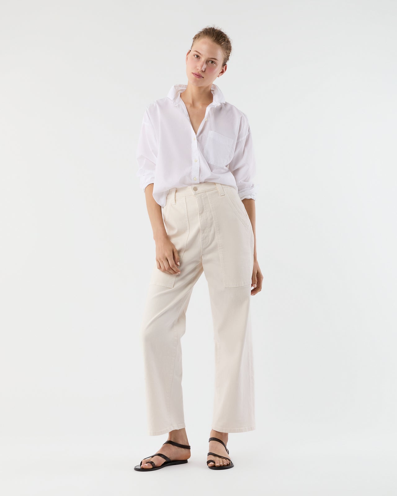 The Quartet Breaker Flood Jean in Cream Puffs