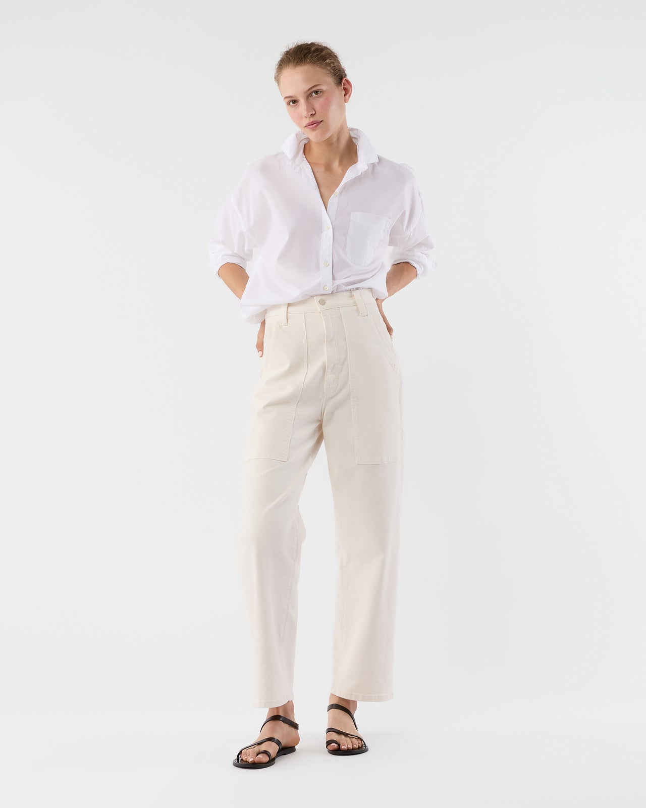 The Quartet Breaker Flood Jean in Cream Puffs