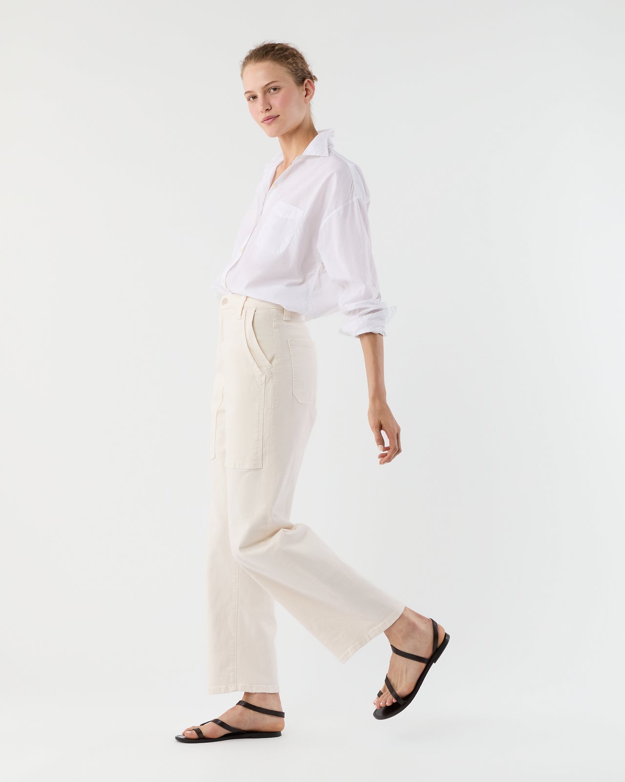 The Quartet Breaker Flood Jean in Cream Puffs