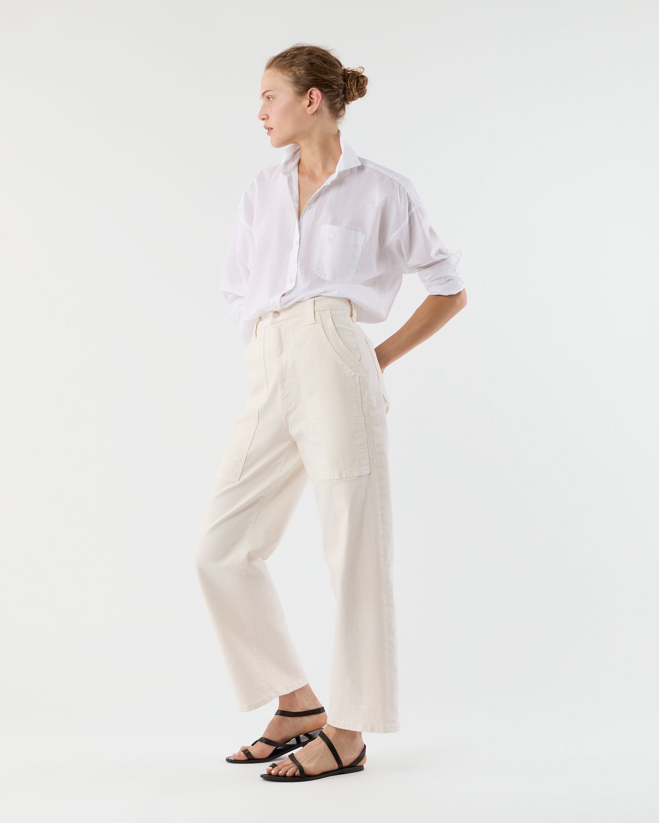 The Quartet Breaker Flood Jean in Cream Puffs