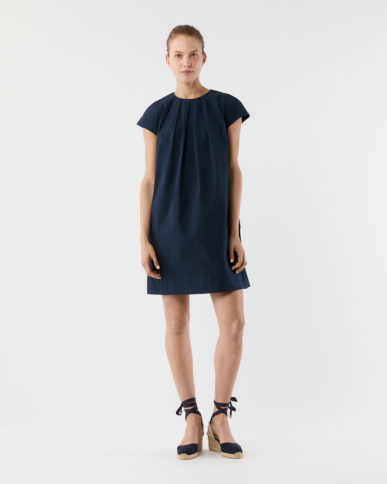 Celia Dress in Navy Paperweight Stretch Poplin