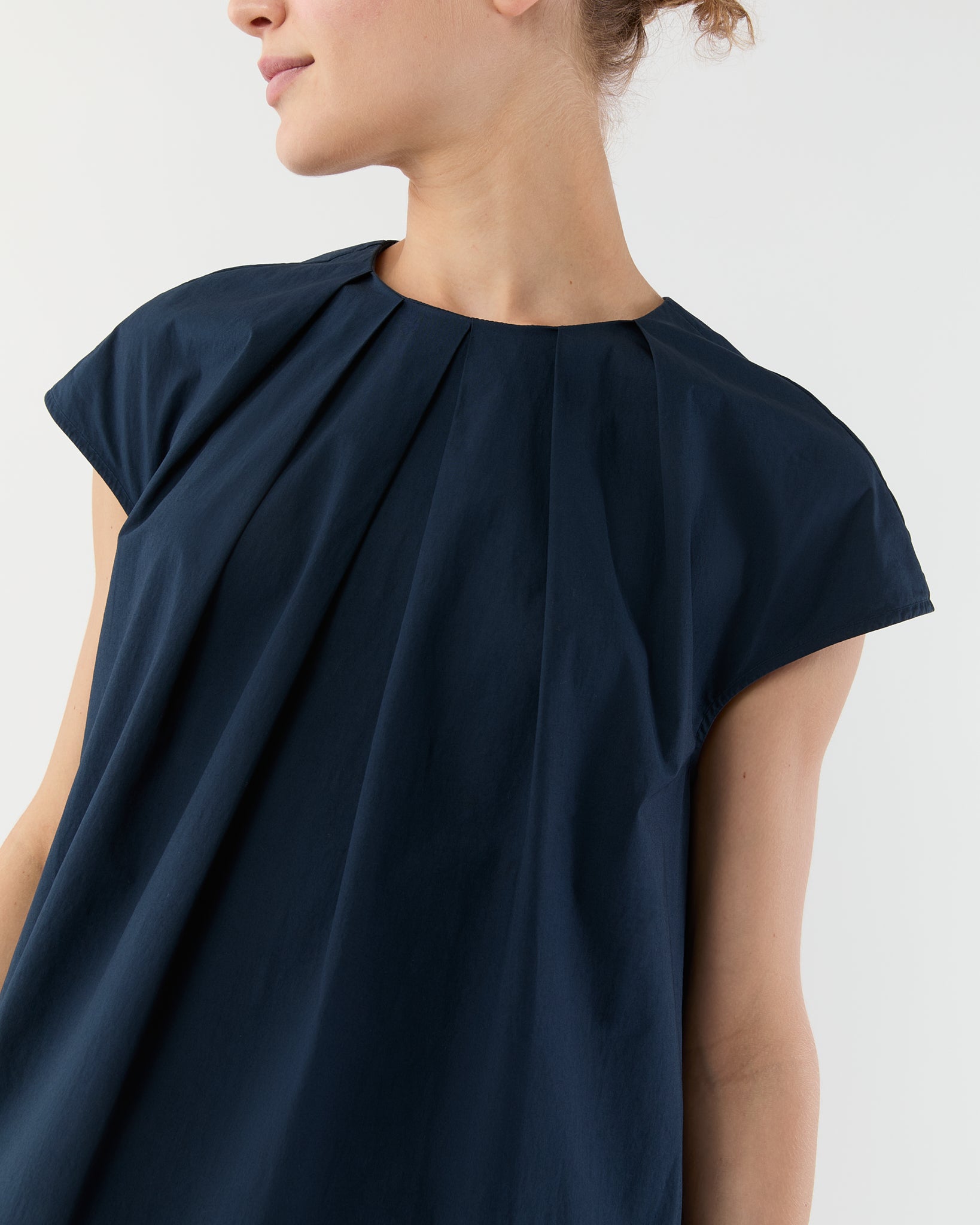 Celia Dress in Navy Paperweight Stretch Poplin