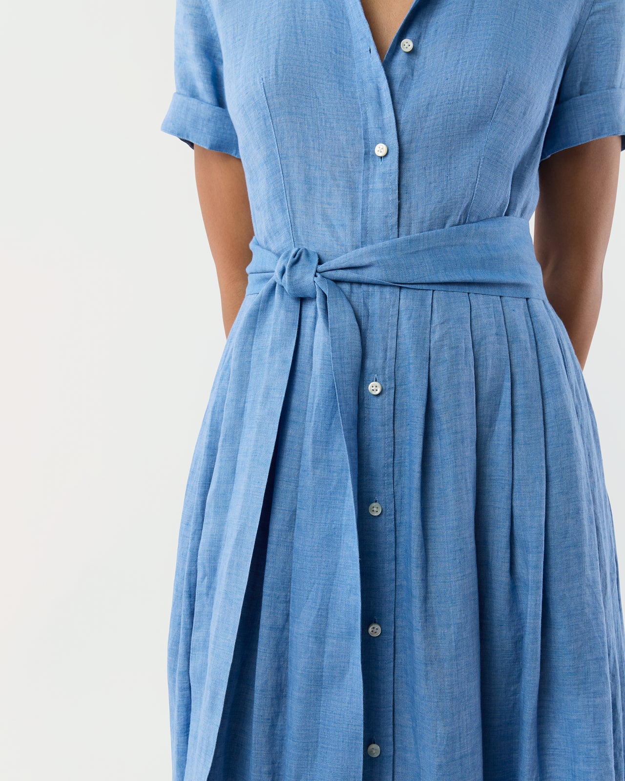 Short-Sleeved Classic Shirtwaist Maxi Dress in Atlantic Blue Sahara Li | Shop Ann Mashburn Short-Sleeved Classic Shirtwaist Maxi Dress in Atlantic Blue Sahara Li | Shop Ann Mashburn