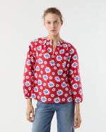 Load image into Gallery viewer, Alma Blouse in Red/Blue Floral Printed Poplin
