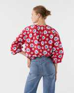 Load image into Gallery viewer, Alma Blouse in Red/Blue Floral Printed Poplin
