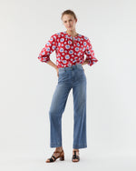 Load image into Gallery viewer, Alma Blouse in Red/Blue Floral Printed Poplin
