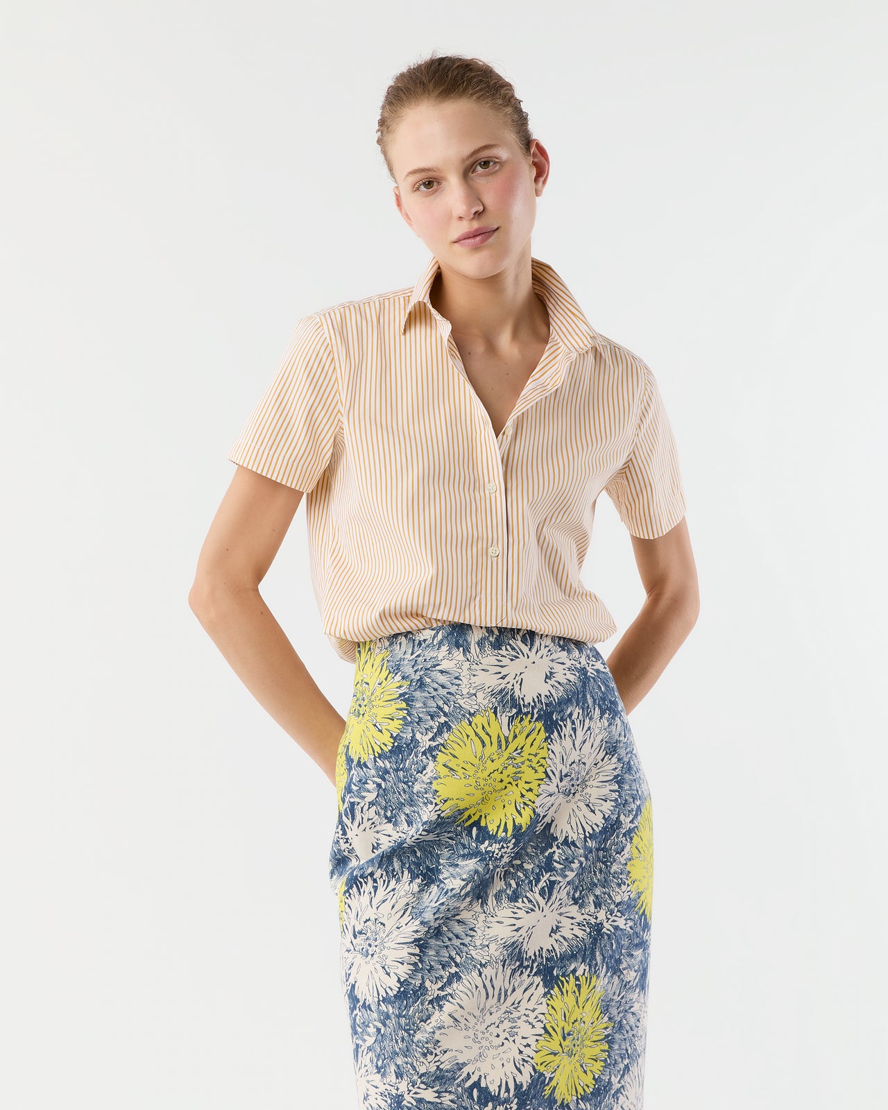 Scout Shirt in Marigold Bengal Stripe Poplin