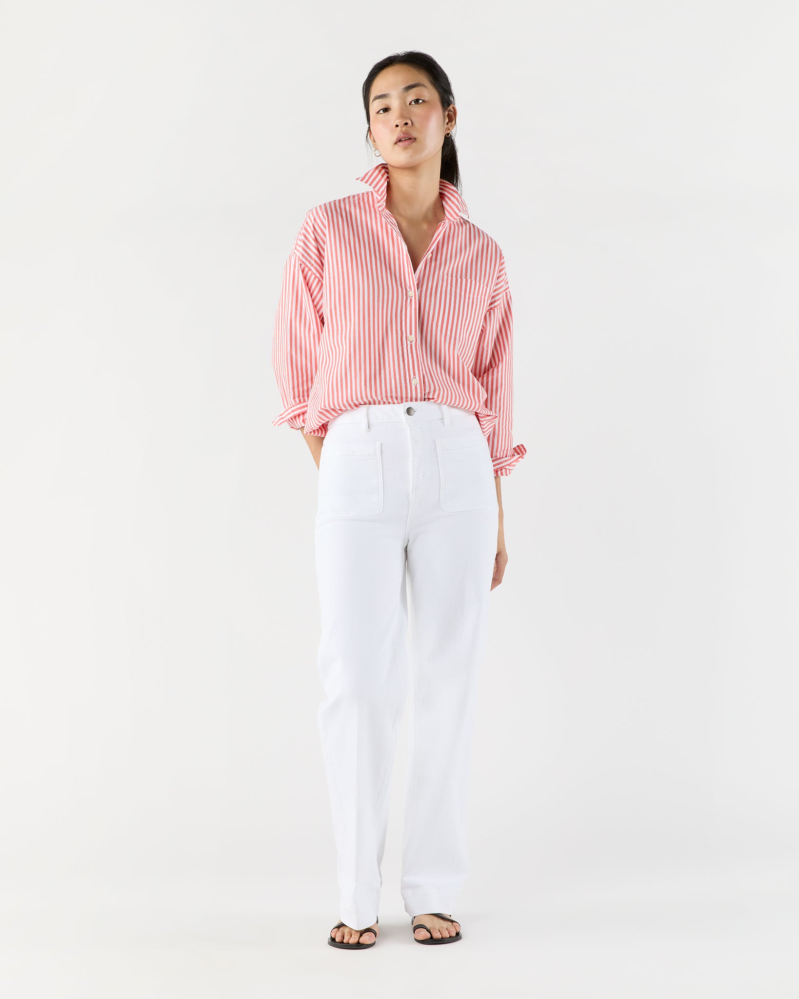 Weekender Shirt in Orange Stripe Chambray