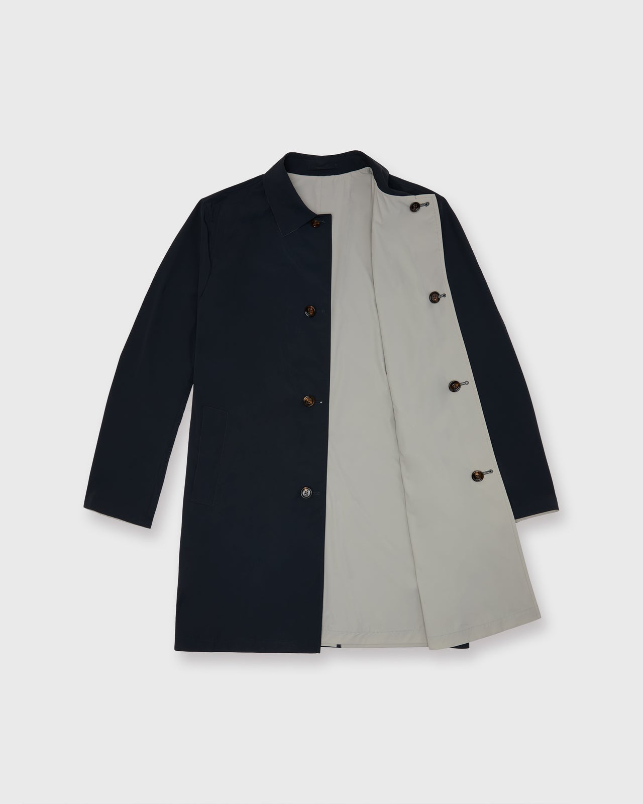 Ben Reversible Coat in Navy/Stone