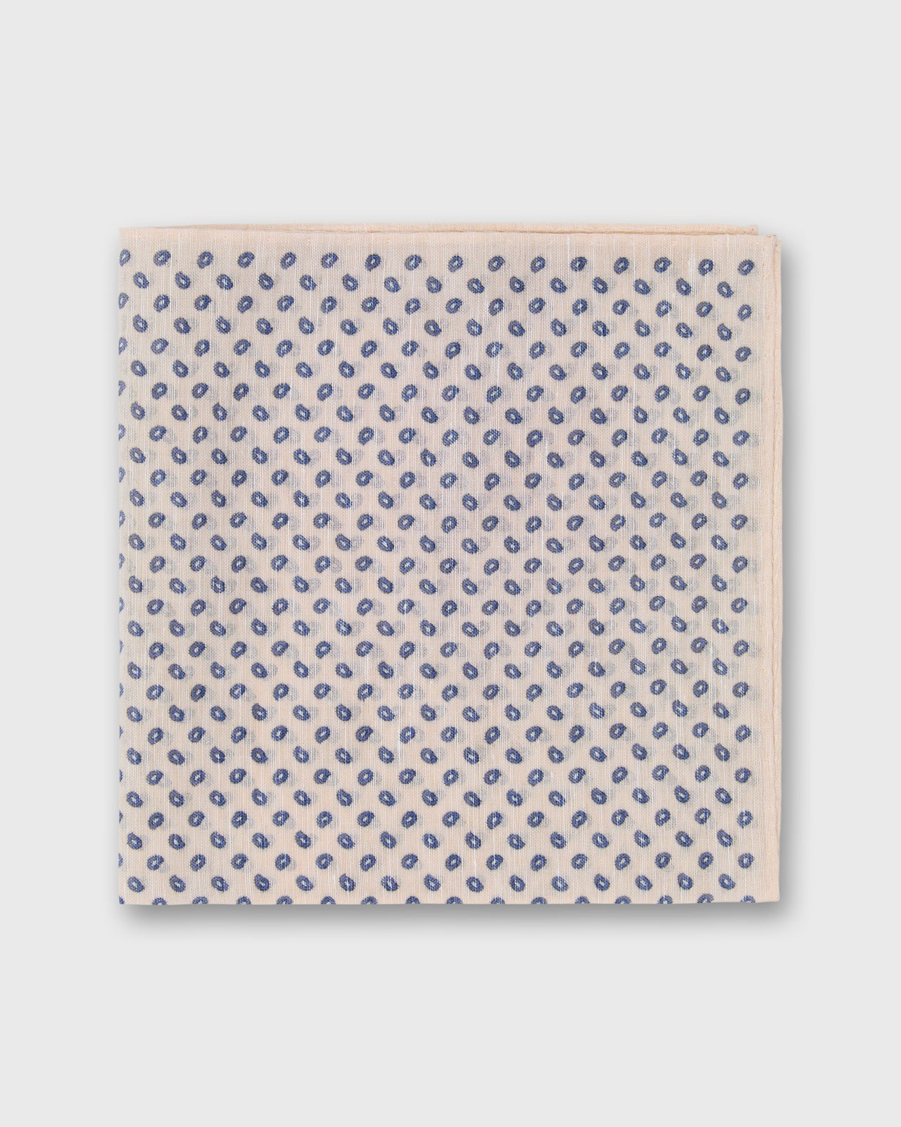 Cotolino Print Pocket Square in Bone/Navy Mini Paisley