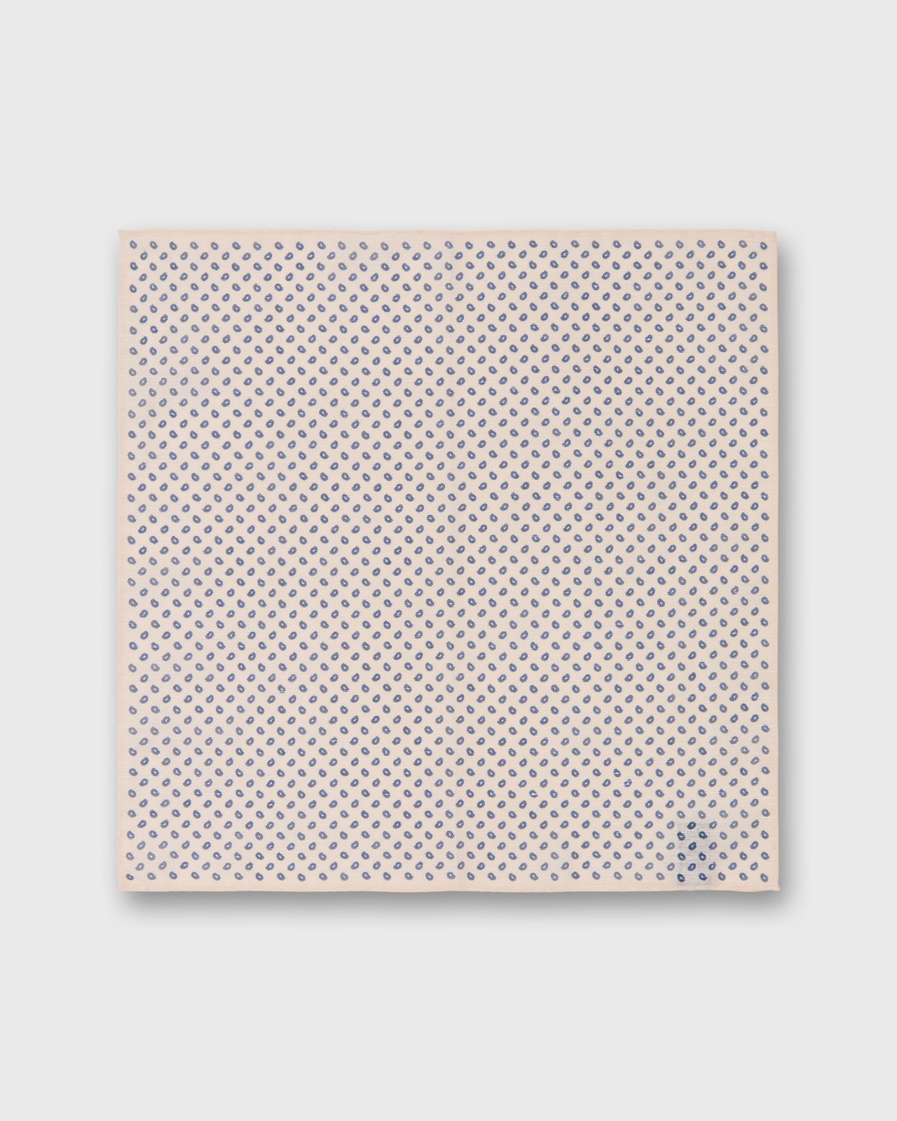 Cotolino Print Pocket Square in Bone/Navy Mini Paisley