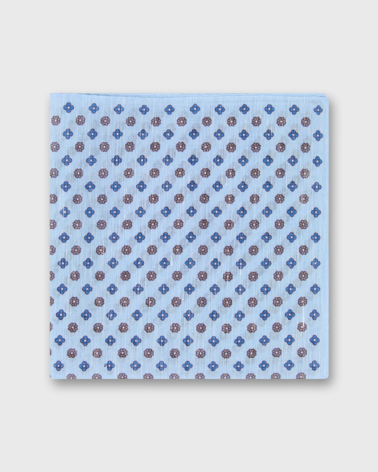 Hand-Rolled Cotolino Print Pocket Square in Mist/Navy/Smoke Flower