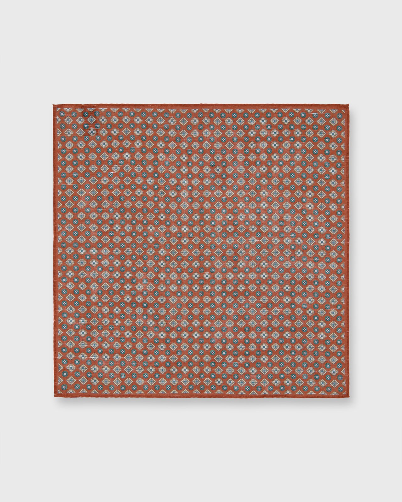 Cotolino Print Pocket Square in Umber/Yellow/Green Foulard