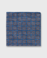 Cotolino Print Pocket Square in Navy/Umber/Sky Medallion