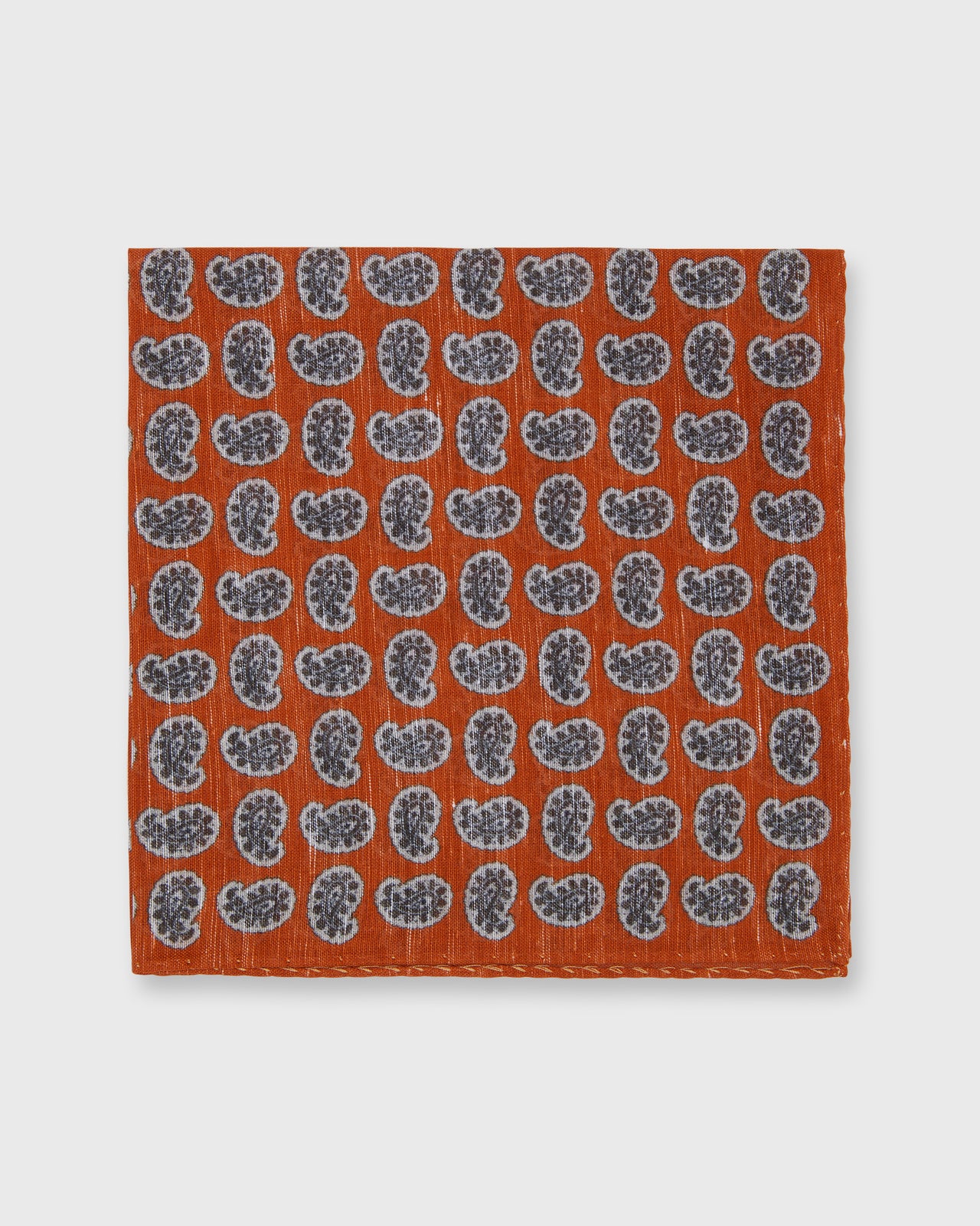 Cotolino Print Pocket Square in Orange/Brown/Cream Paisley