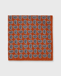 Cotolino Print Pocket Square in Orange/Brown/Cream Paisley