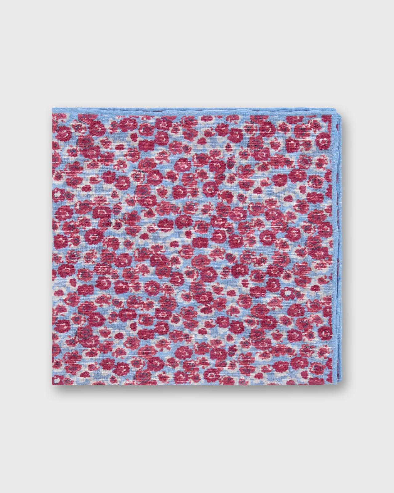 Hand-Rolled Linen/Cotton Print Pocket Square in Beet/Lilac/Bone Floral
