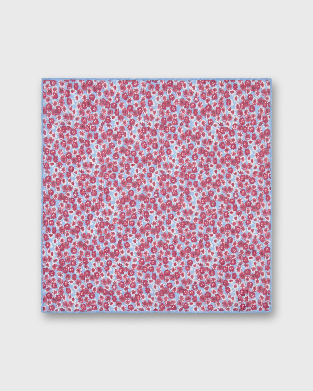 Hand-Rolled Linen/Cotton Print Pocket Square in Beet/Lilac/Bone Floral