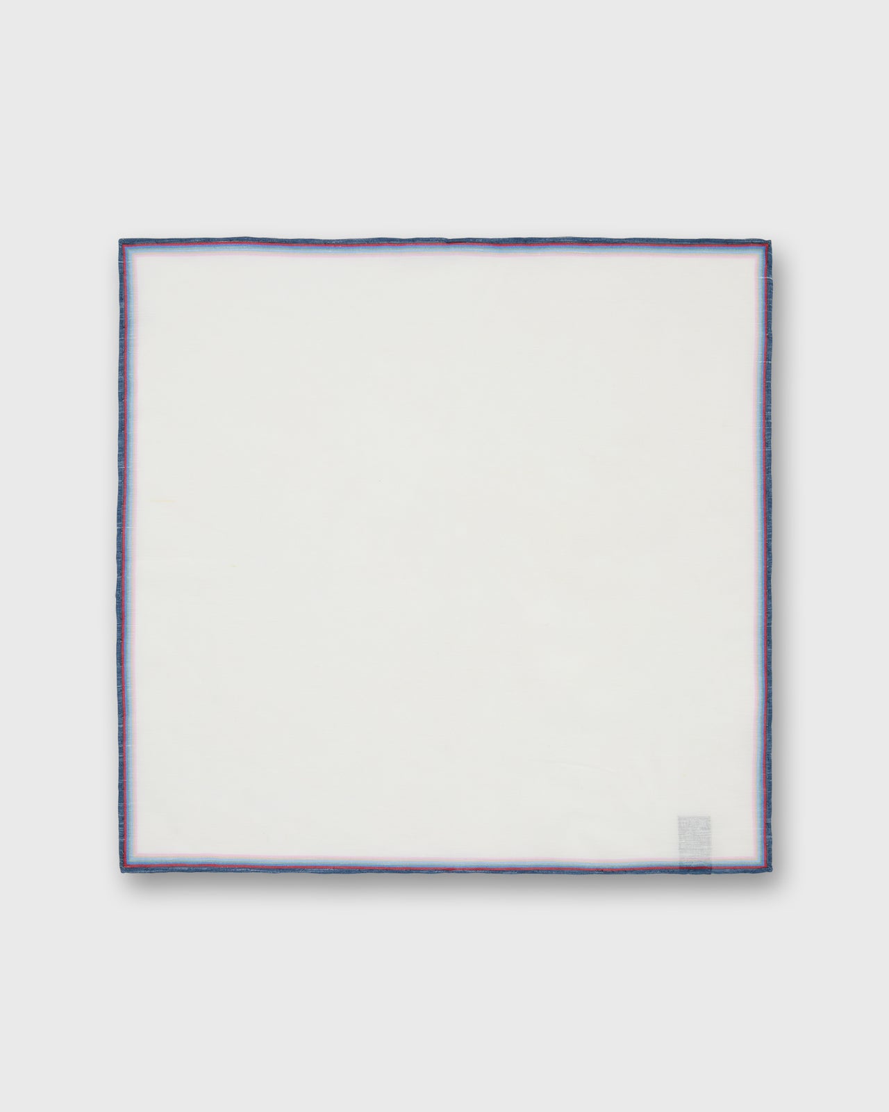 Linen/Cotton Print Pocket Square in Multi Stripe Border