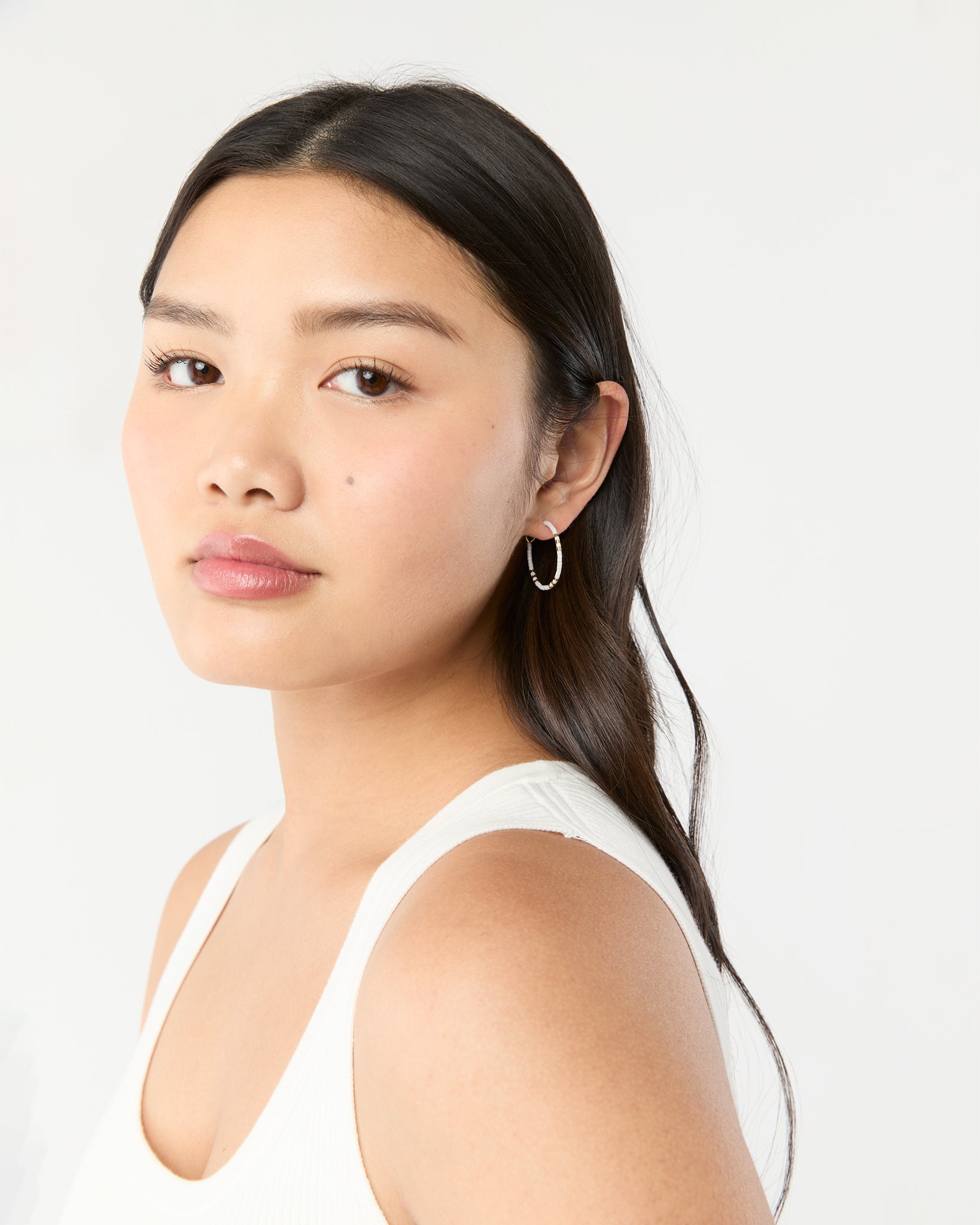 Zoe Hoop Earrings in Snow