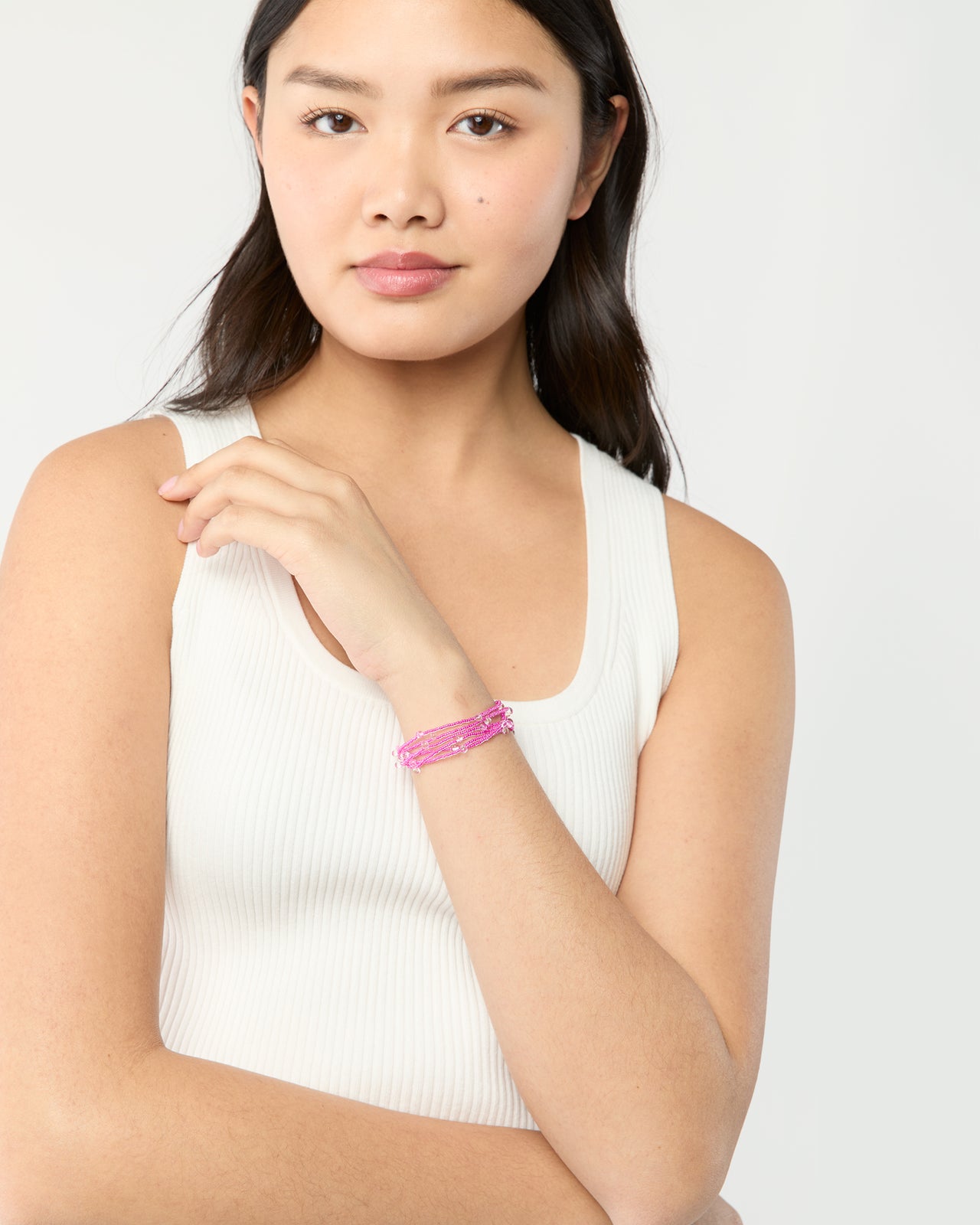 Candy Stretch Bracelets (Set of 6) in Magenta