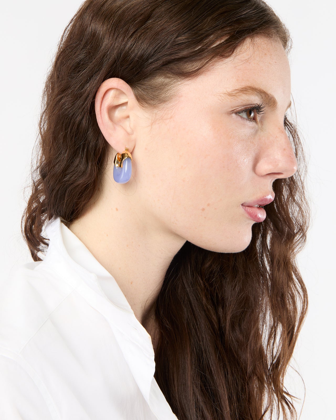 Mini Organic Hoop Earrings in Periwinkle