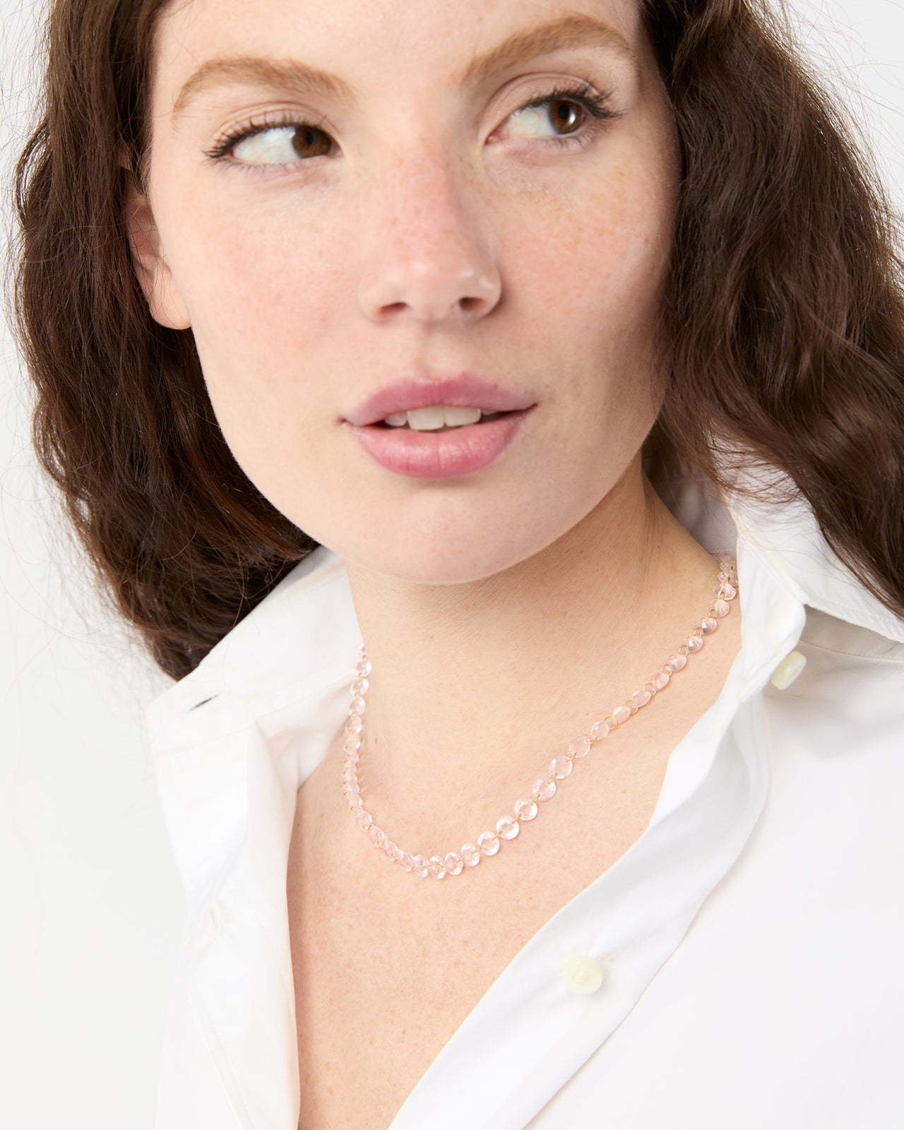 Small Lady Like Necklace in Rose Quartz