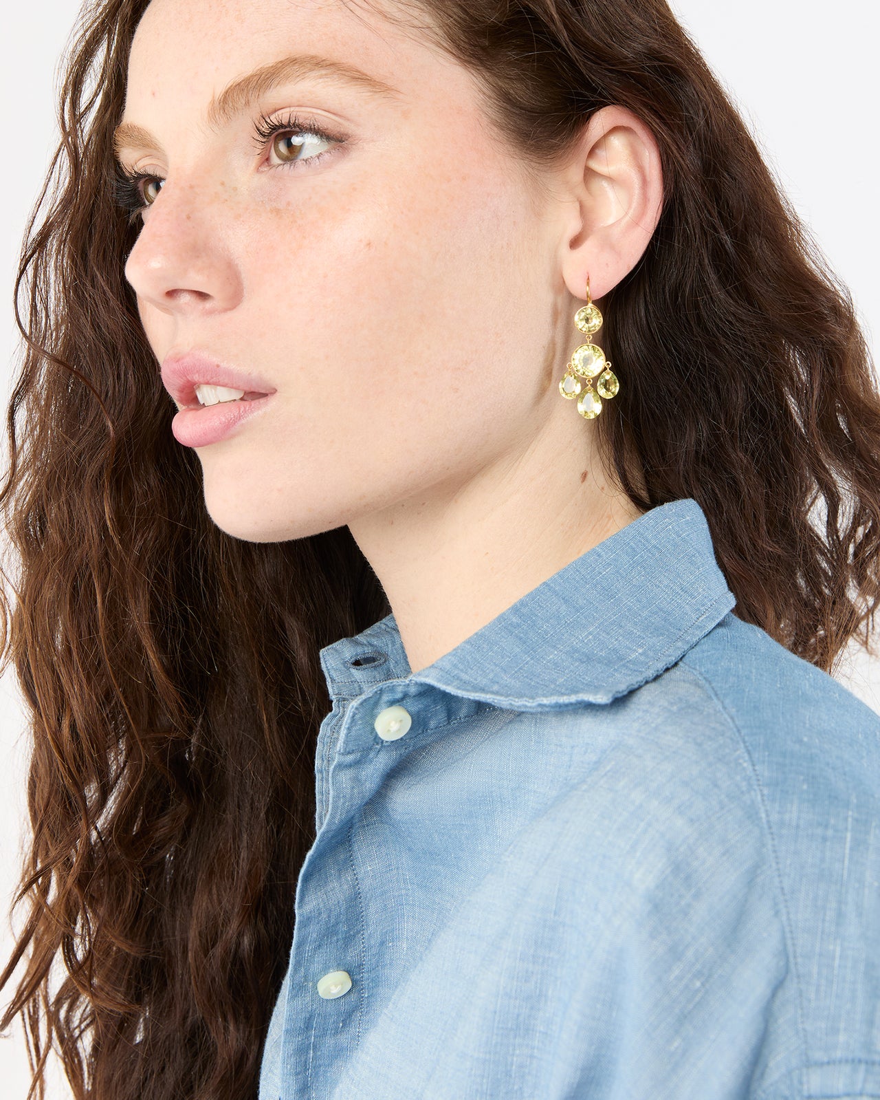 Small Gabrielle D'Estrées Earrings in Lemon Quartz