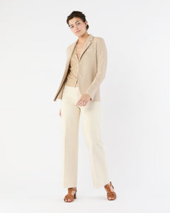 Stand Up Collar Blazer in Cream Cotton