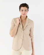 Load image into Gallery viewer, Stand Up Collar Blazer in Cream Cotton
