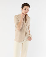Load image into Gallery viewer, Stand Up Collar Blazer in Cream Cotton
