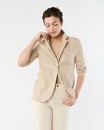 Load image into Gallery viewer, Stand Up Collar Blazer in Cream Cotton
