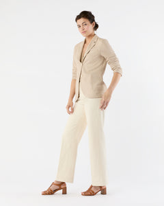 Stand Up Collar Blazer in Cream Cotton