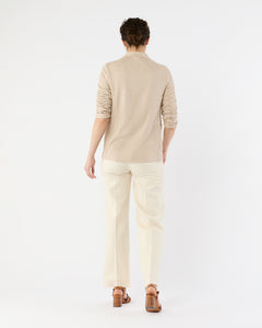 Stand Up Collar Blazer in Cream Cotton