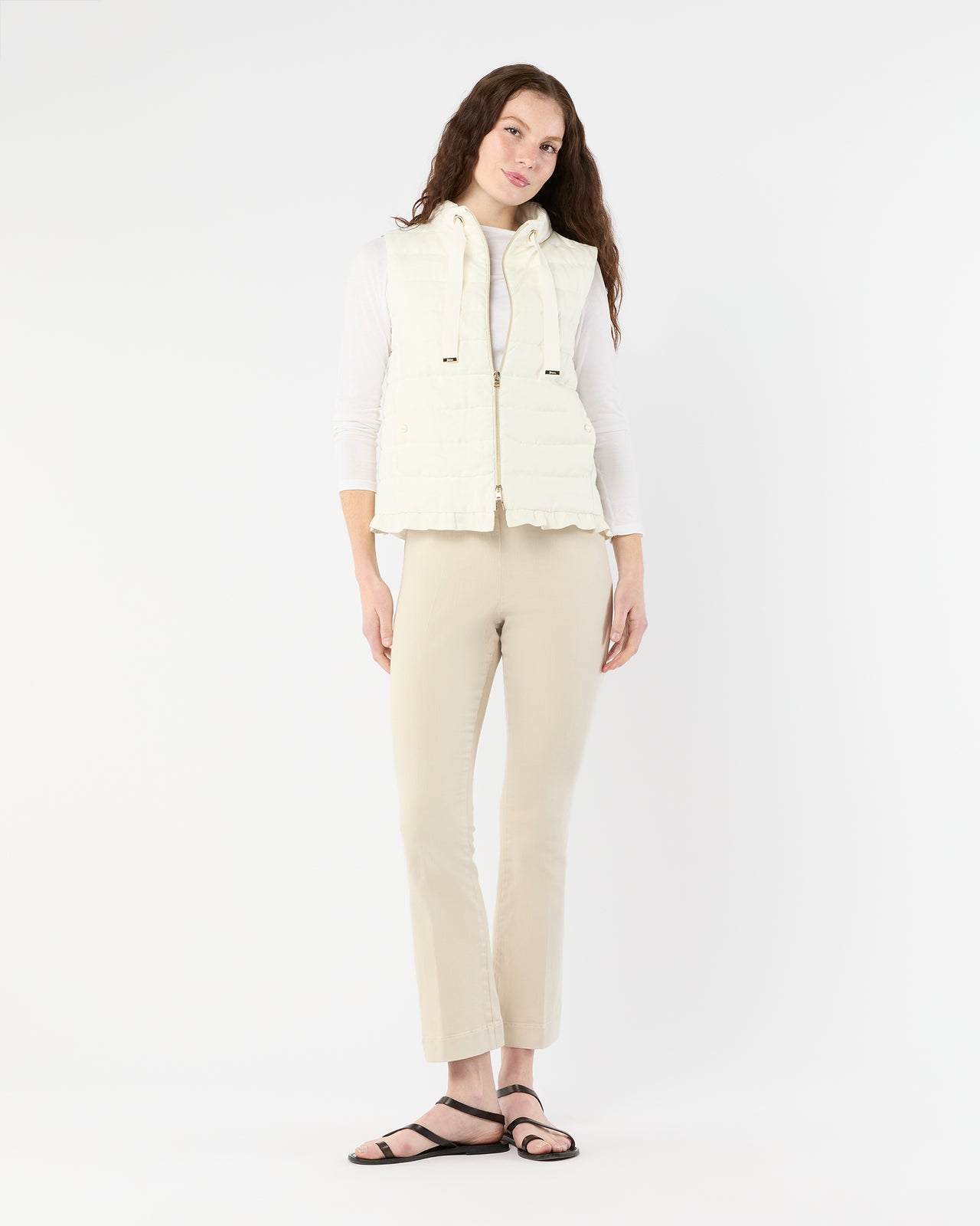 Linen Quilted Vest in White