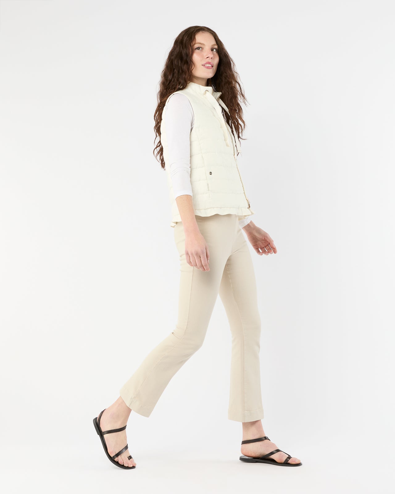 Linen Quilted Vest in White