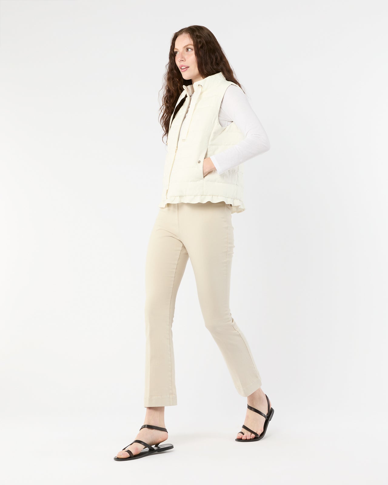 Linen Quilted Vest in White