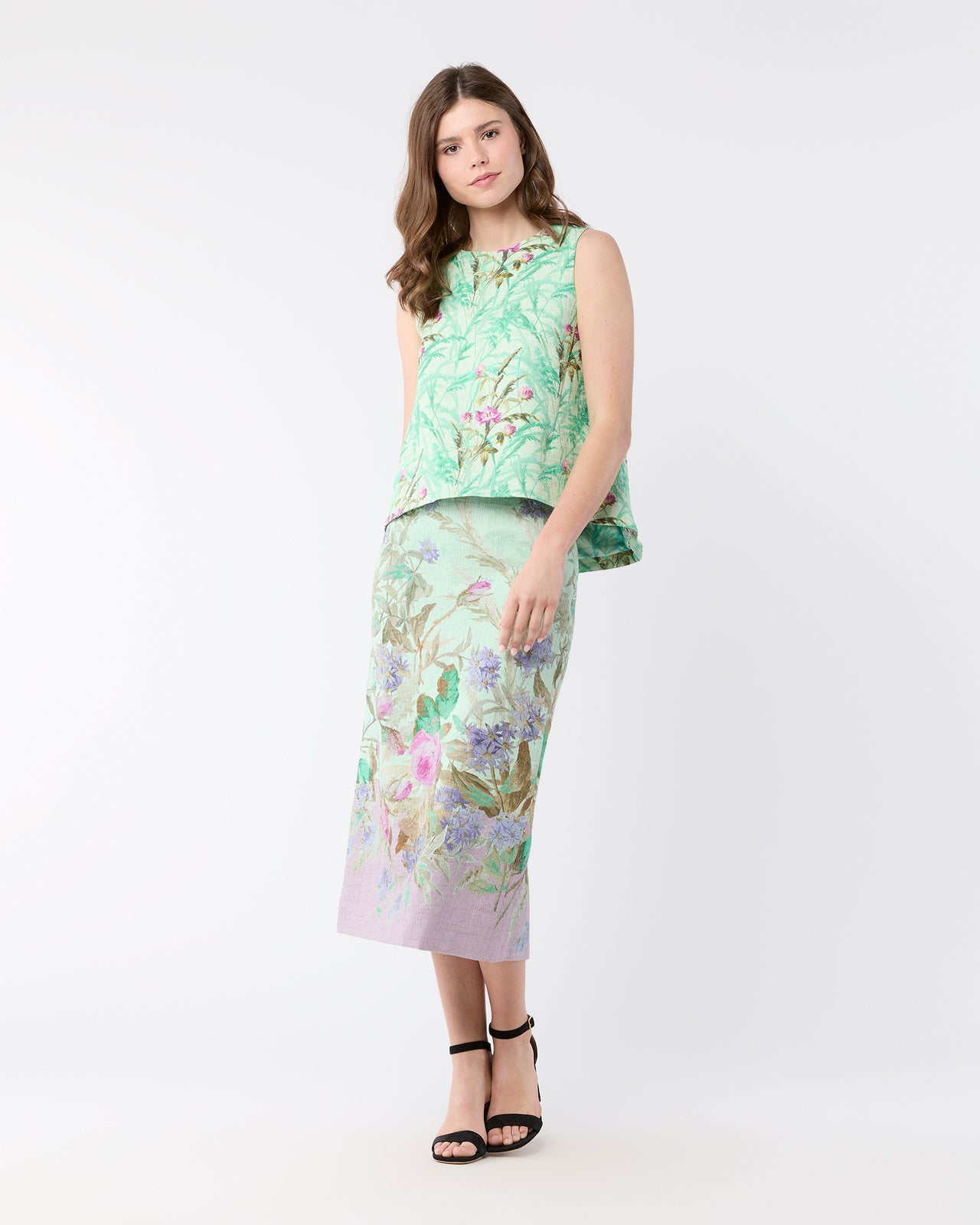 La Scala Top in Heath Mint Rustic Shot Cotton