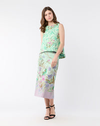 Pencil Skirt in Heath Mint Rustic Shot Cotton