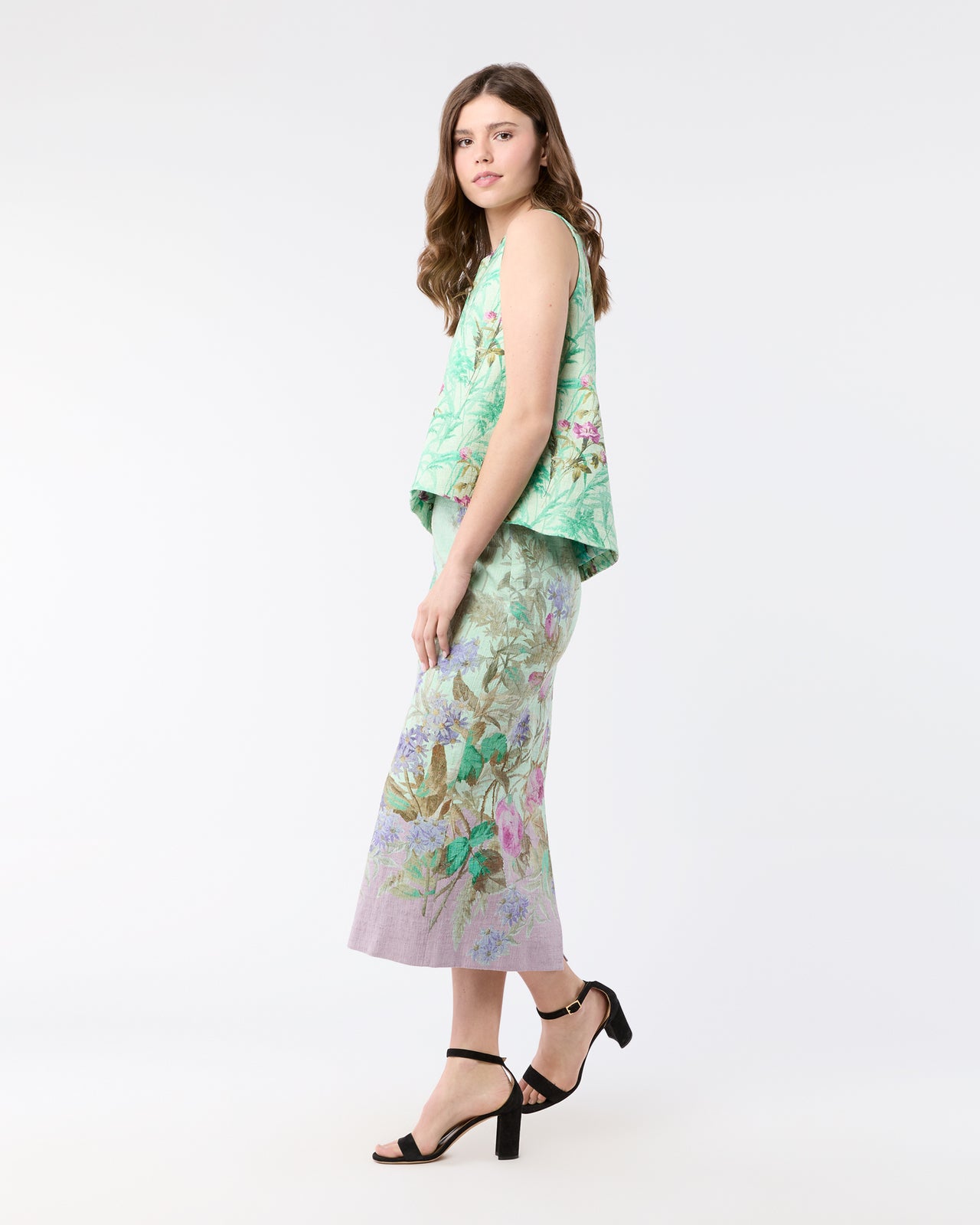 La Scala Top in Heath Mint Rustic Shot Cotton