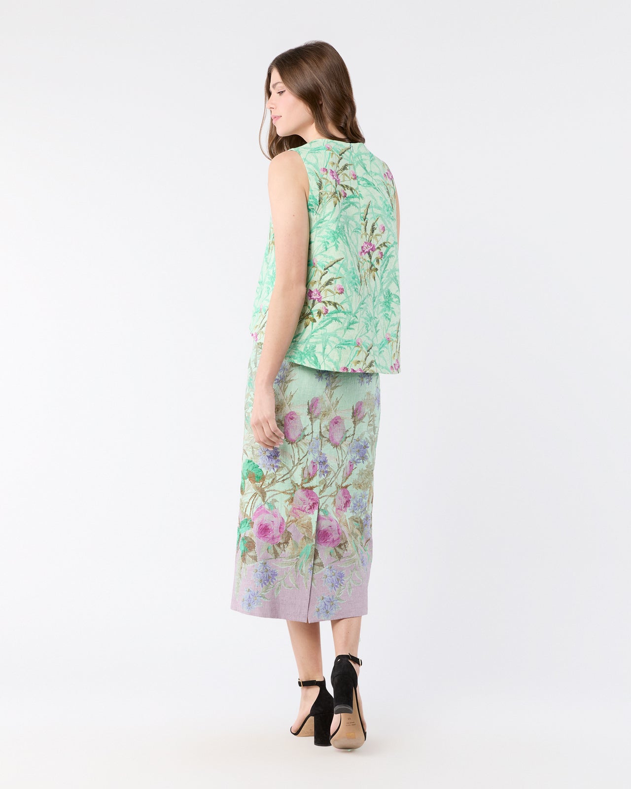 Pencil Skirt in Heath Mint Rustic Shot Cotton