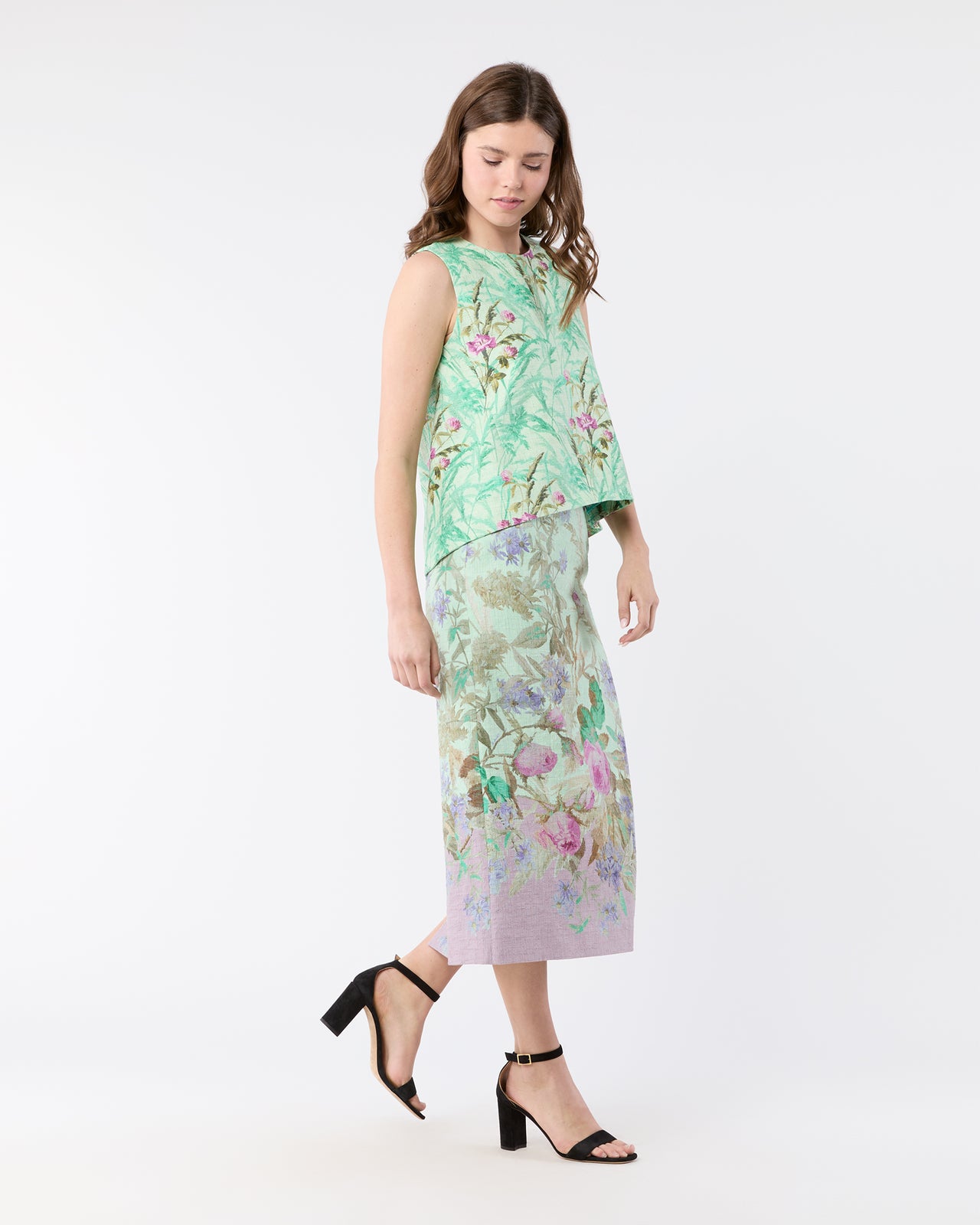 La Scala Top in Heath Mint Rustic Shot Cotton