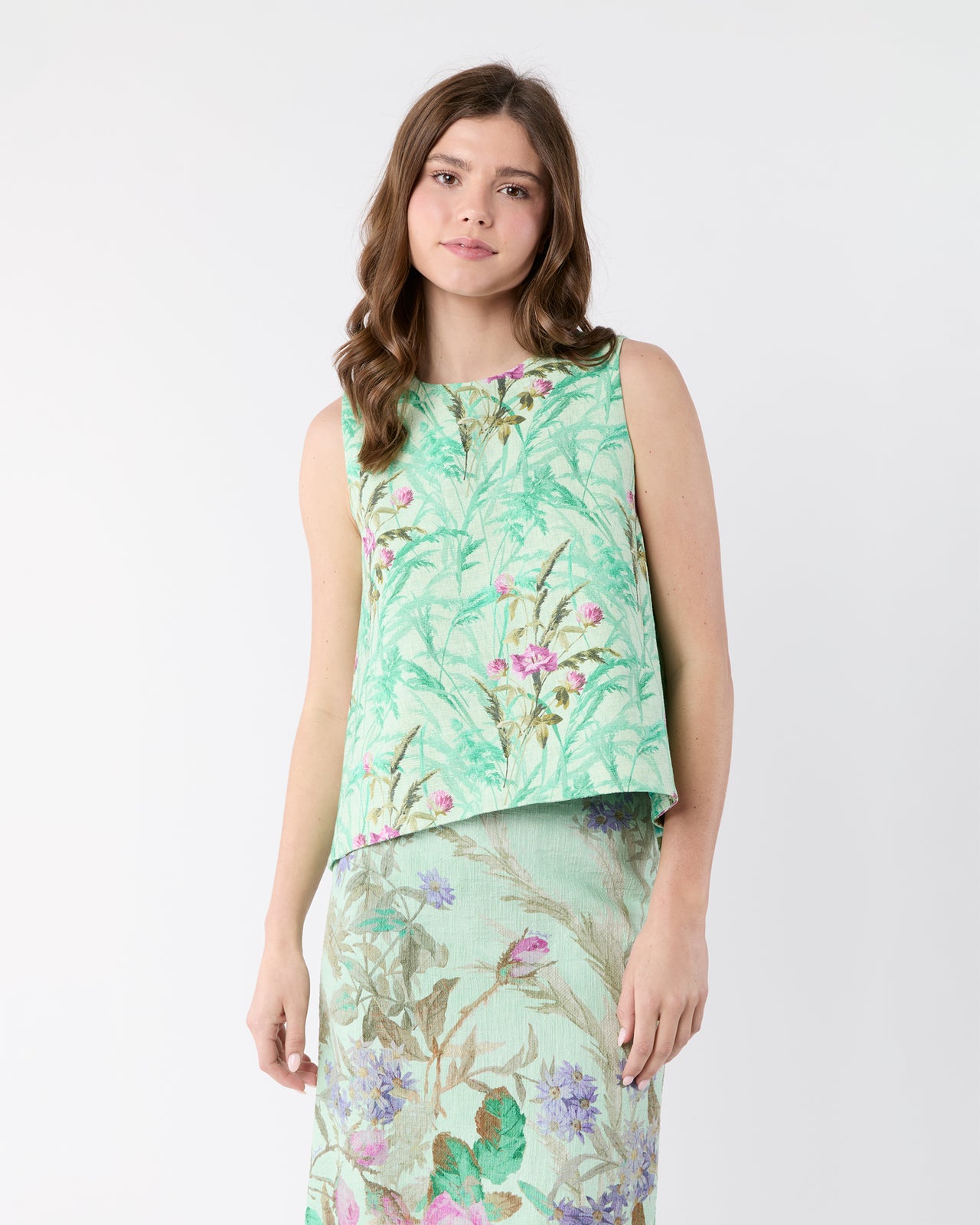 La Scala Top in Heath Mint Rustic Shot Cotton