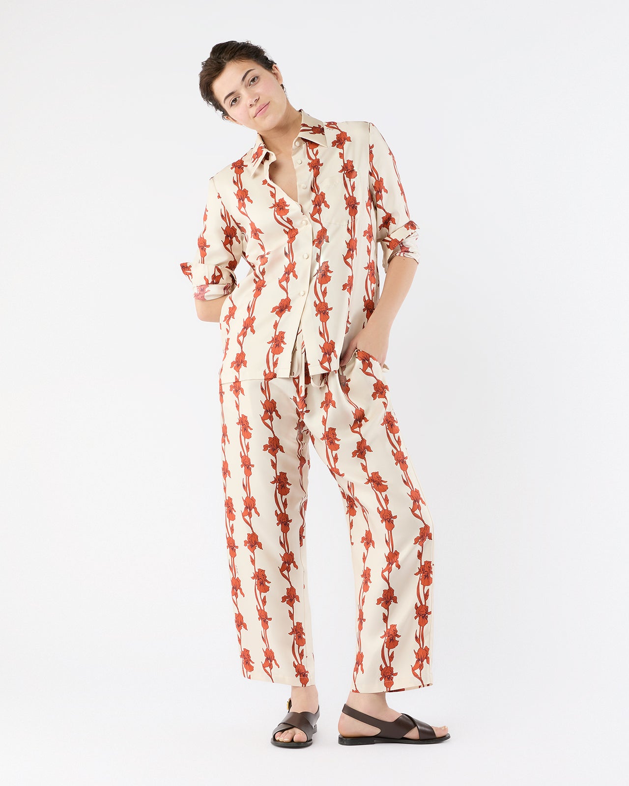 Drawstring Pant in Iris Silk Twill